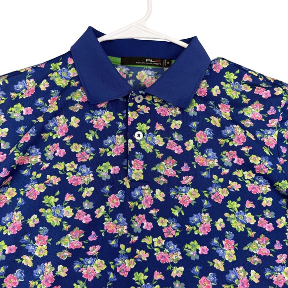 Ralph Lauren Other - RLX Ralph Lauren Polo Shirt Mens Medium Blue Floral Golf Stretch Performance